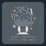 Pegatina Cuadrada HOGWARTS™ Snow Globe | Happy Christmas<br><div class="desc">Celebrate the Holidays with HARRY POTTER™. This Holiday sticker features HOGWARTS™ in a snow globe. Personalize by adding custom text!</div>