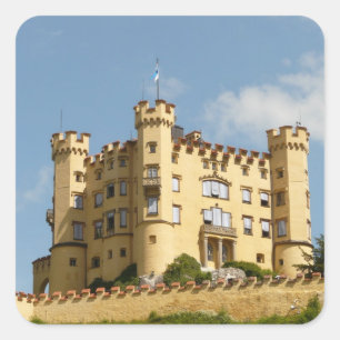 Pegatina Cuadrada Hohenschwangau Castillo de Alemania Regalos Turíst