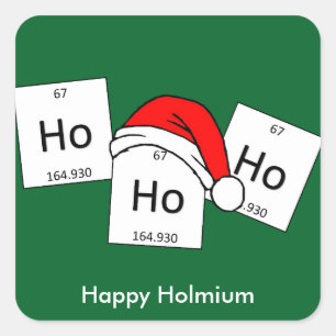 Pegatina Cuadrada HoHoHo Holmium Navidades en química
