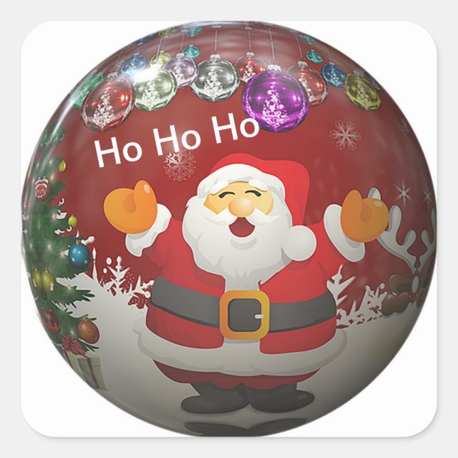 Pegatina Cuadrada "HoHoHo Santa" (Anverso)
