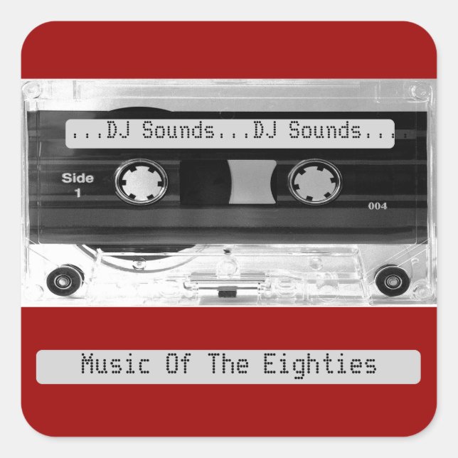 Pegatina Cuadrada Hoja audio de la cinta de casete de música de (Anverso)