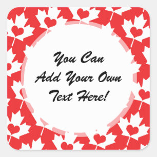 Pegatina Cuadrada Hoja de arce canadiense clásica de la bandera con