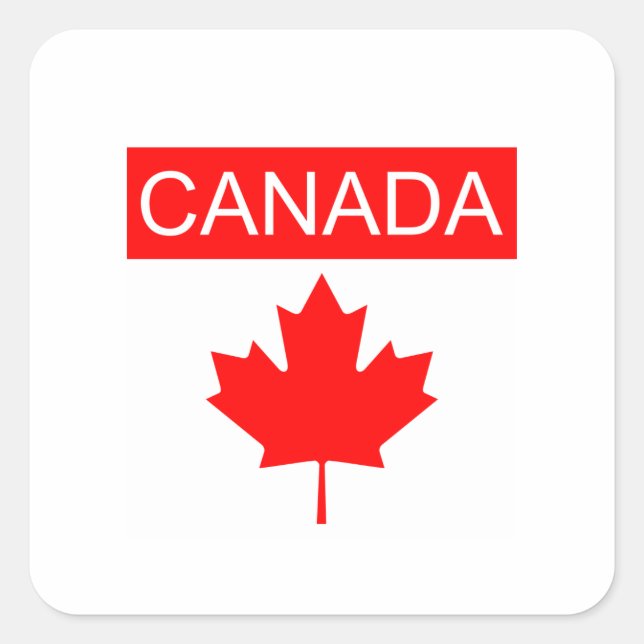 Pegatina Cuadrada Hoja de Arce de Canadá  (Anverso)