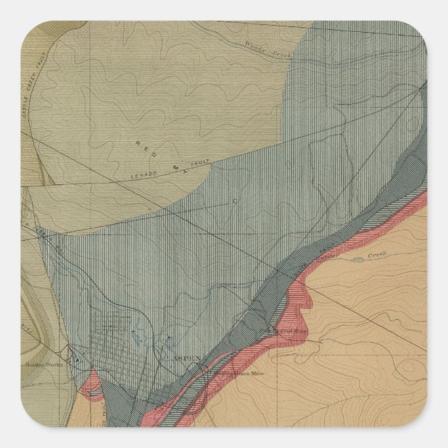 Pegatina Cuadrada Hoja de distrito de Aspen (Anverso)