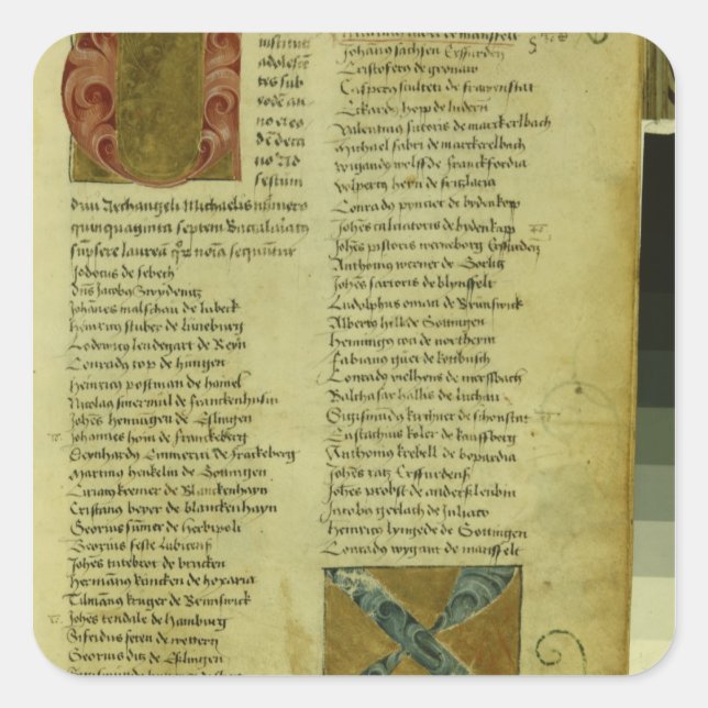 Pegatina Cuadrada Hoja de inscripción de Martin Luther (Anverso)