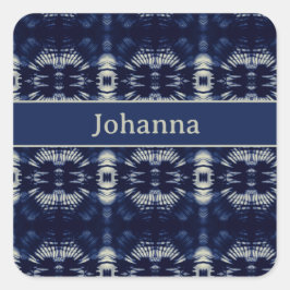 Pegatina Cuadrada Hoja de palma en azul delft, personalizable