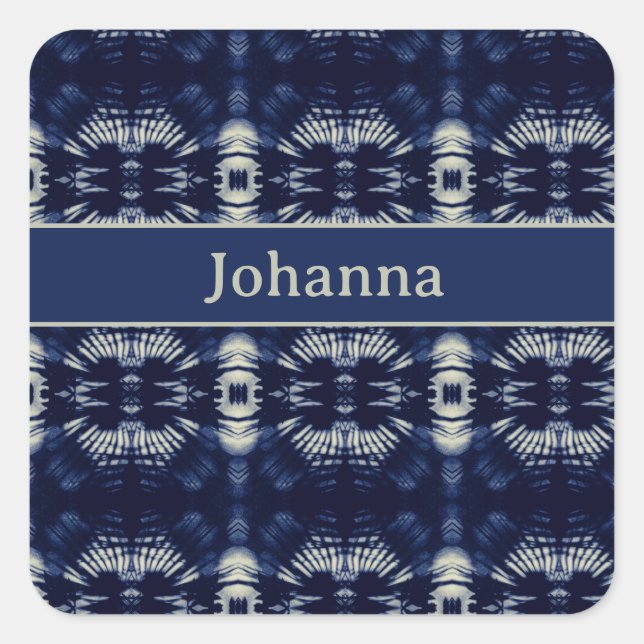 Pegatina Cuadrada Hoja de Palma en Azul Delft | Simétrico Personaliz (Anverso)