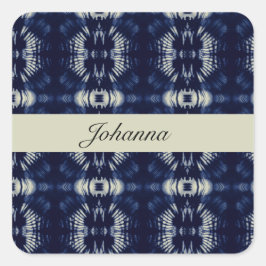 Pegatina Cuadrada Hoja de Palma en Azul Delft | Simétrico Personaliz