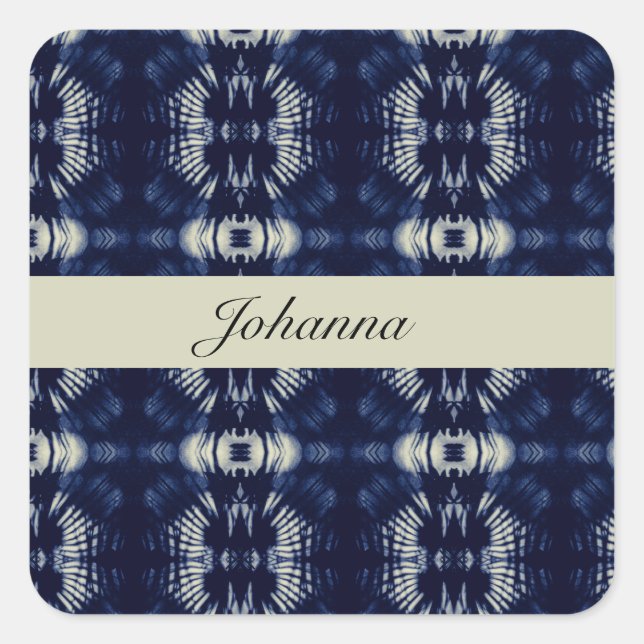 Pegatina Cuadrada Hoja de Palma en Azul Delft | Simétrico Personaliz (Anverso)