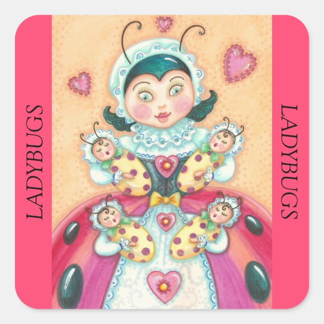 Pegatina Cuadrada Hoja de PEGATINAS de BABY LADYBUG (Anverso)