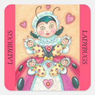 Pegatina Cuadrada Hoja de PEGATINAS de BABY LADYBUG