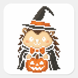 Pegatina Cuadrada hoja de pegatinas de brujas hedgehog