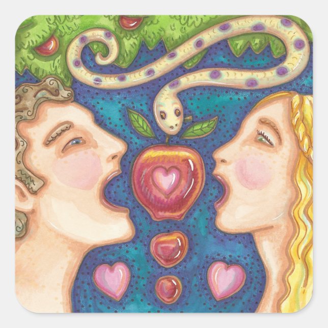Pegatina Cuadrada Hoja de PEGATINAS de la Educación Adam and Eve APP (Anverso)