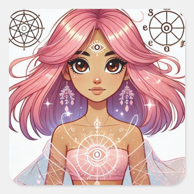 Pegatina Cuadrada Hoja de Pegatinas del sueño rosa radiante (Anverso)