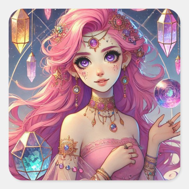 Pegatina Cuadrada Hoja de Pegatinas del sueño rosa radiante (Anverso)