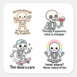 Pegatina Cuadrada Hoja de Stickers de Fantasmas Kawaii | Set de Stic