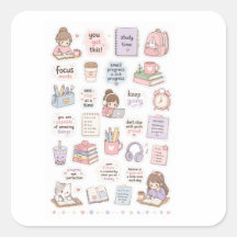 Hoja de Stickers de Motivación para Estudiar Adora
