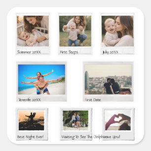 Pegatina Cuadrada Hoja de Stickers de Recuerdos Personalizados con 8