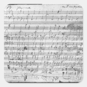 Pegatina Cuadrada Hoja manuscrita de la cuenta para el opus de la