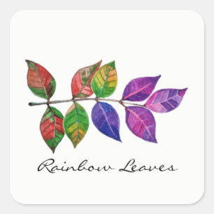 Pegatina Cuadrada Hojas de arcoiris acuáticas