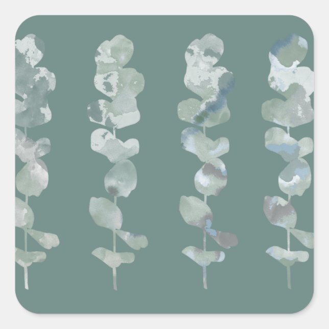 Pegatina Cuadrada Hojas de Eucalyptus (Anverso)