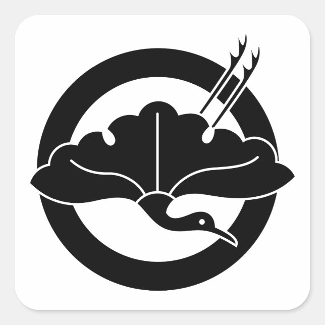 Pegatina Cuadrada Hojas de ginkgo en forma de grana en círculo (Anverso)