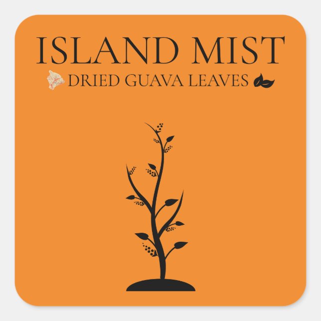 PEGATINA CUADRADA HOJAS DE GUAVA SECADAS DE LA ISLA MIST (Anverso)