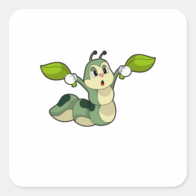 Pegatina Cuadrada Hojas de oruga (Anverso)