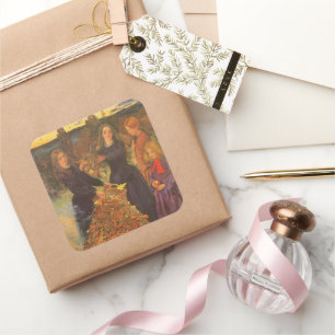 Pegatina Cuadrada Hojas de otoño de Sir John Everett Millais