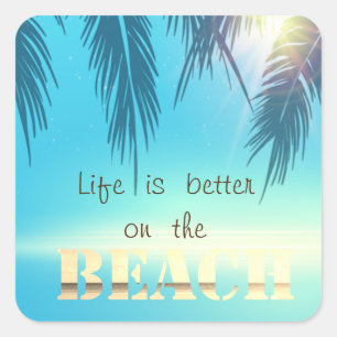 Pegatina Cuadrada Hojas de Palm Beach Adorables