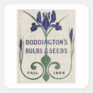 Pegatina Cuadrada Hojas De Semilla De Flor Iv