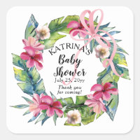 Hojas tropicales | Chica Floral Rosa Baby Shower