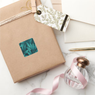 Pegatina Cuadrada Hojas tropicales degradadas