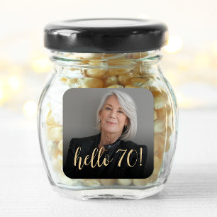 Pegatina Cuadrada Hola 70 Festejos de cumpleaños