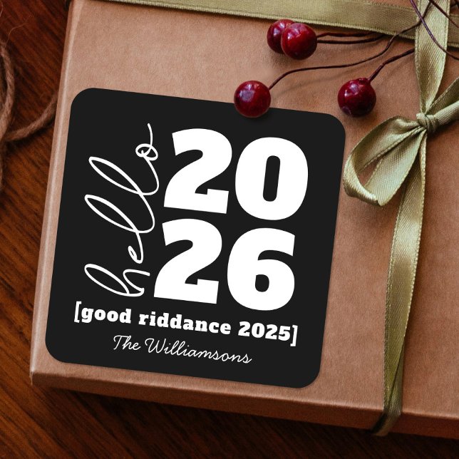 Pegatina Cuadrada Hola Año Nuevo audaz Personalizado blanco negro no (Subido por el creador)