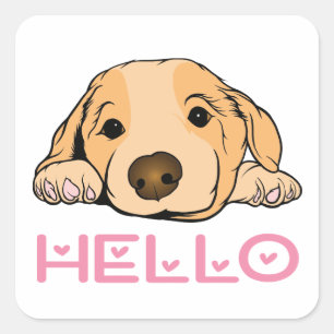 Pegatina Cuadrada Hola Cartoon Perro Cachorro Lindo Amante Perro