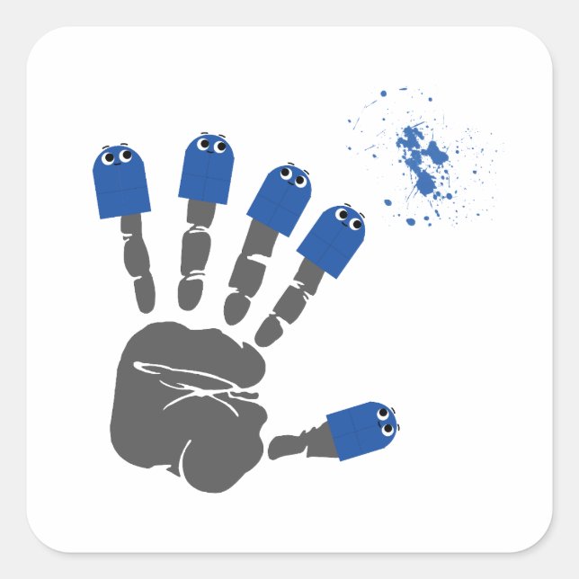 Pegatina Cuadrada Hola cinco (Anverso)