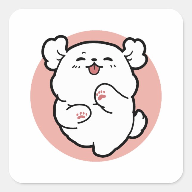 Pegatina Cuadrada ¡Hola! - Diseño feliz de Personalizados de perros  (Anverso)