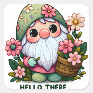 Pegatina Cuadrada Hola Gnome Pegatina: Una Amistad
