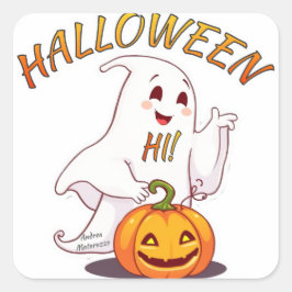 Pegatina Cuadrada ¡Hola! Halloween