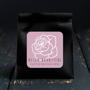 Pegatina Cuadrada Hola Hermoso - Rosa Retro Moderno