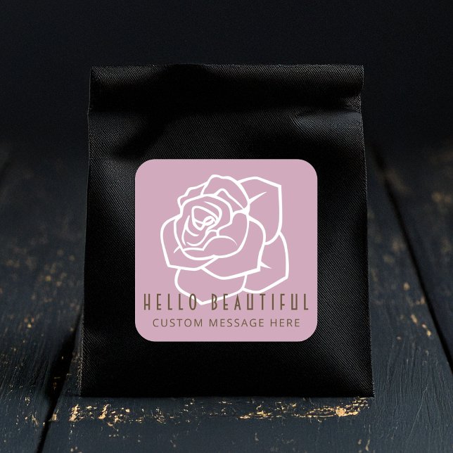 Pegatina Cuadrada Hola Hermoso - Rosa Retro Moderno (Subido por el creador)