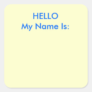 Pegatina Cuadrada HOLA Mi Nombre Es: