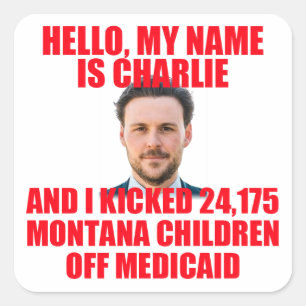 Pegatina Cuadrada Hola, mi nombre es Charlie