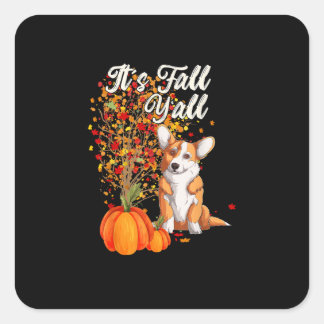 Pegatina Cuadrada Hola, otoño gracias a todos los árboles de otoño