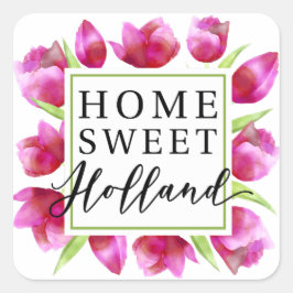 Pegatina Cuadrada Holanda dulce casera: Regalo rosado de Tulpen del