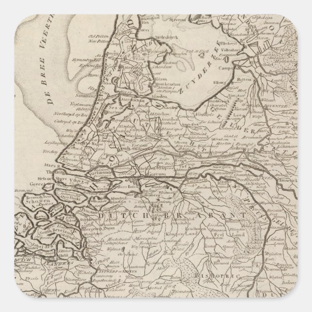 Pegatina Cuadrada Holanda, Frisia, Groningen, Overyssel (Anverso)