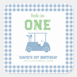 Pegatina Cuadrada Hole in One Par Tee Boy 1st Birthday