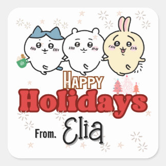 Pegatina Cuadrada Holiday Christmas friends cute stickers
