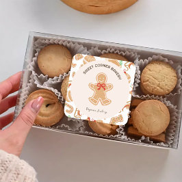 Pegatina Cuadrada Holiday Gingerbread Bakery Xmas Promo